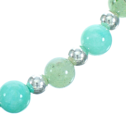 Aventurine and Amazonite Sterling Silver Bead Necklace RX115252